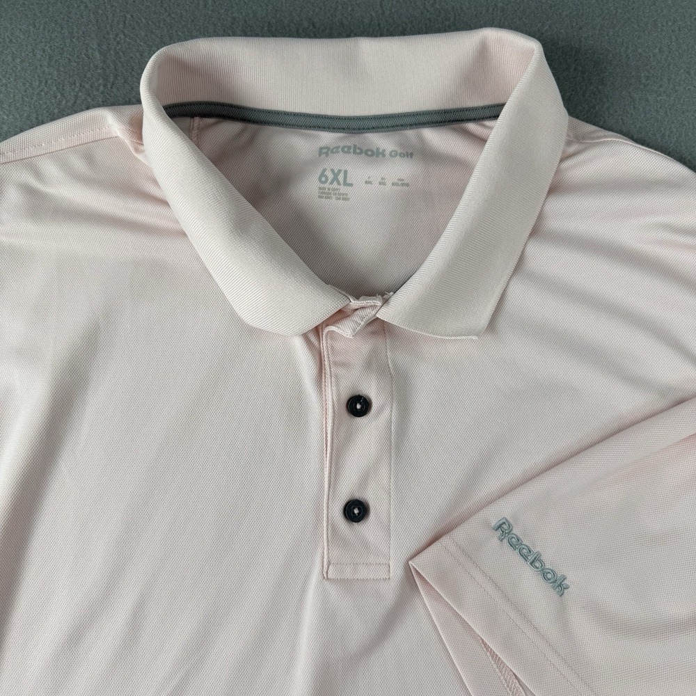 Reebok Men's Golf Polo Shirt 6XL Light Pink Short Sleeve Stretch Performance